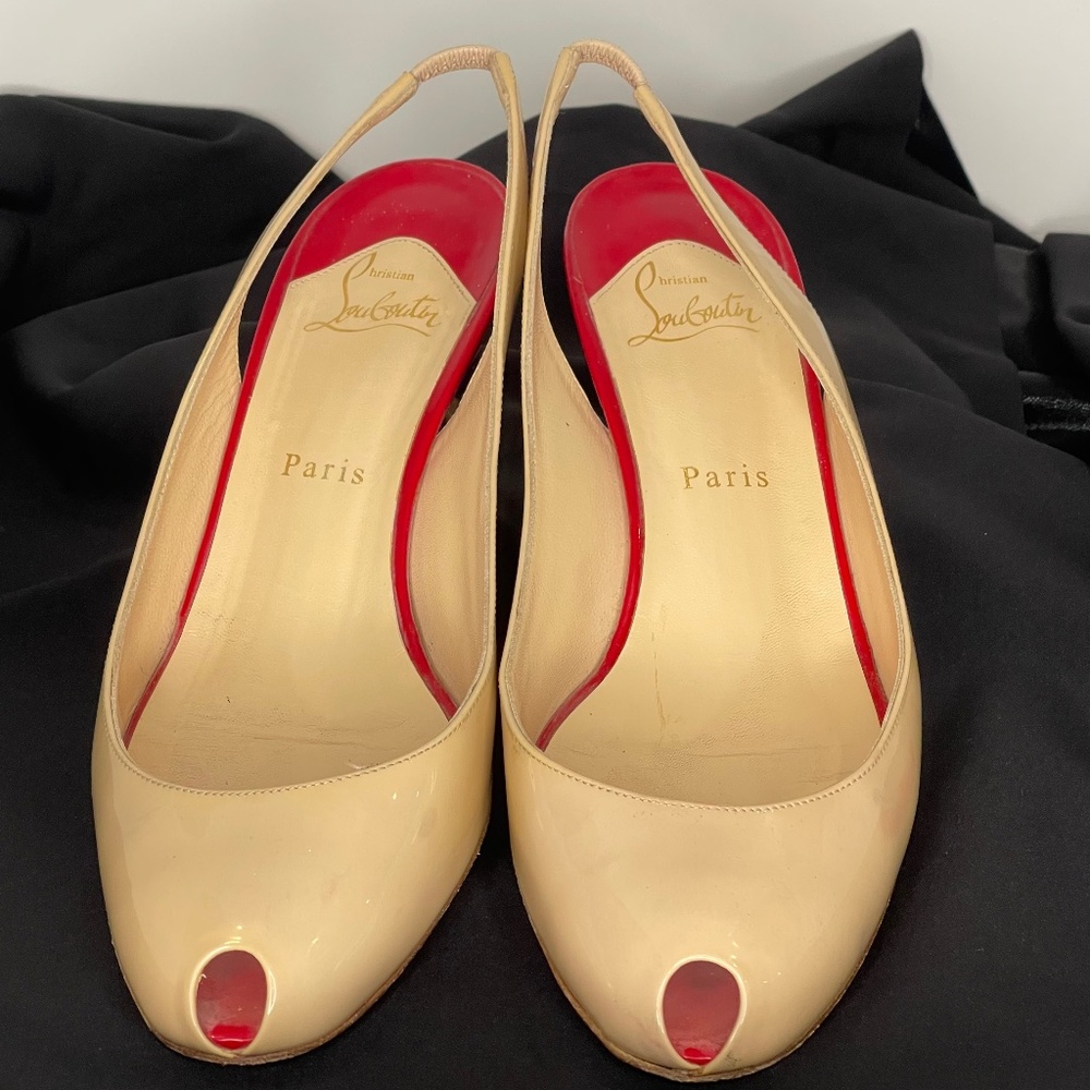 Christian Louboutin Shoes Beige Leather Shoes with Red Heels